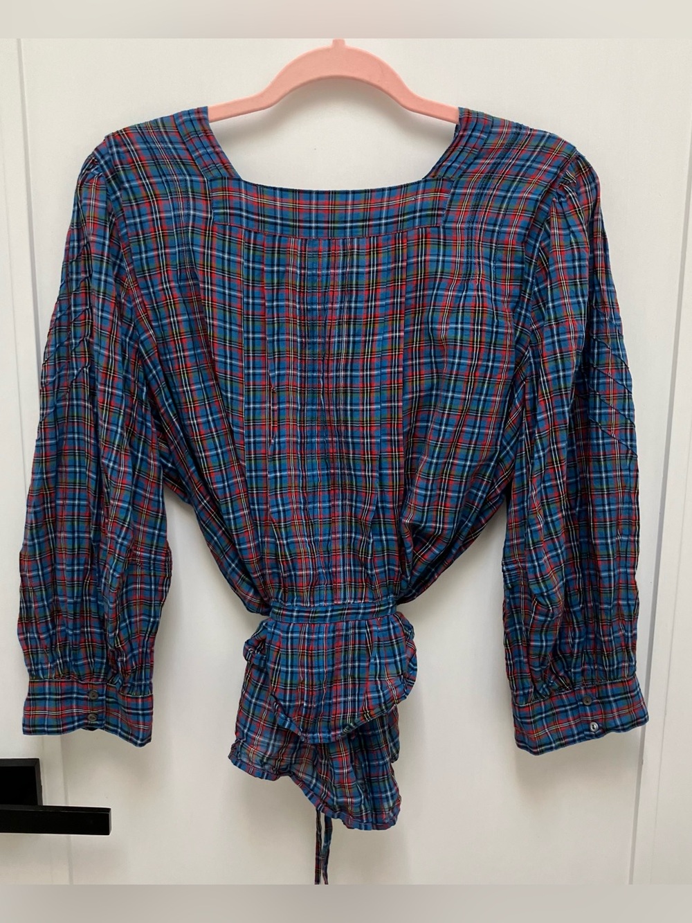 DÔEN Toulouse Top in French Plaid Blue - Size Small - Picture 5 of 11